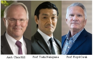Amb. Chris Hill, Prof. Toshi Nakayama, Prof. Floyd Ciruli